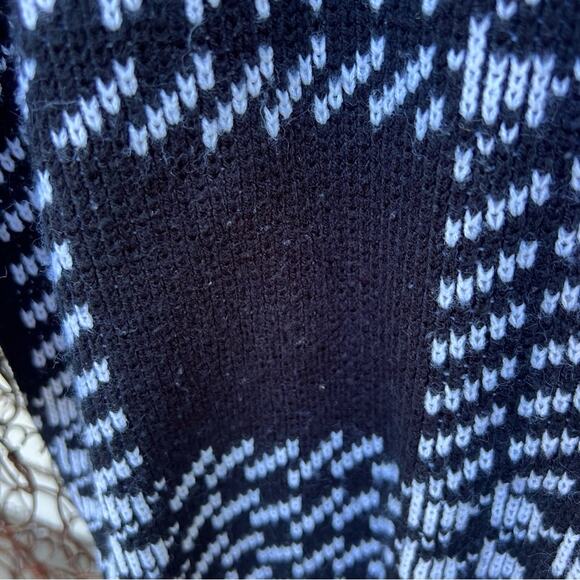 Vintage 80s black white houndstooth big plaid checkerboard knit cardigan sweater - Picture 5 of 5